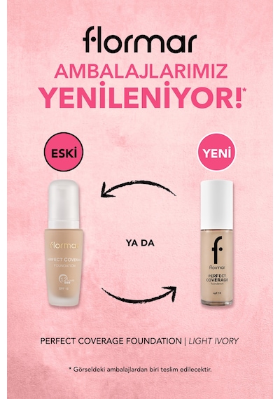 Flormar Perfect Coverage Yüksek Kapatıcı Fondöten 100 Light Ivory