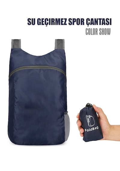 Sportive Katlanabilir Su Geçirmez Spor Sırt Çantası Ultra Hafif Foldable Seyahat & Kamp Çantası 41 Cm Koyu Mavi