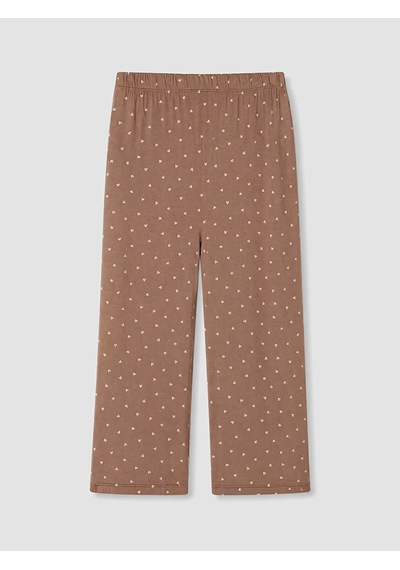 Lcw Dream Kahverengi Kalp Desenli Kadın Kapri Pijama Alt