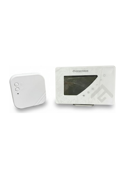 Generous Oda Termostatı Kablosuz Rf Programlı Fon Işıklı Dokunmatık Beyaz