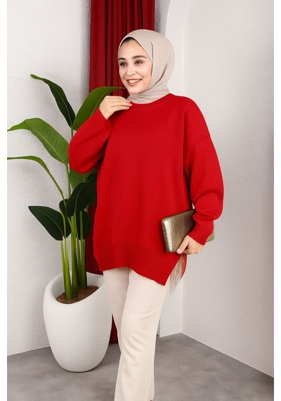 Hira Life Fashion Kadın Testtür Giyim Bisiklet Yaka Yırtmaçı Taşlı Ve Balon Kollu Oversize Şık Triko Tunik Kırmızı Kırmızı Hira Life Fashion Kadın Testtür Giyim Bisiklet Yaka Yırtmaçı Taşlı Ve Balon Kollu Oversize Şık Triko Tunik Kırmızı Kırmızı