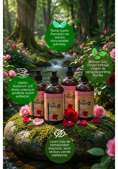 4 Adet Büyük Boy Gül Aromalı Masaj Yagı Etkili Yenilir Aromaterapi 250 Ml - 581495513