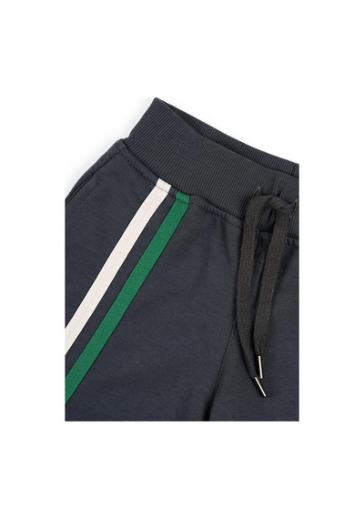 Adisia Unisex Bebek Gri Yeşil Beyaz Çizgili Kapüşonlu Mevsimlik Eşofman Takımı gri
