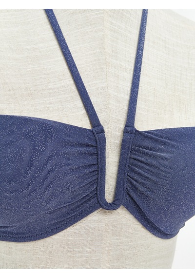 Lcw Dream İndigo Simli Büzgülü Çıkarılabilir Pedli Kadın Bikini Üst