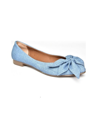 Fox Shoes H726810504 Mavi Kot Kadın Babet Mavi