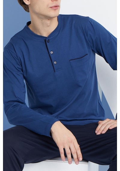 Kly Erkek Uzun Kol Midi Yaka İndigo Pijama Takımı C9t2n5o0 001