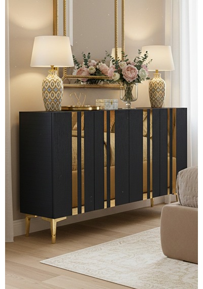 Ka1230ag Mia120 Konsol, Kahve Köşesi Ve Tv Sehpası, Çok Amaçlı Dolap Antrasit - Gold 120cm Ka1230ag Mia120 Konsol, Kahve Köşesi Ve Tv Sehpası, Çok Amaçlı Dolap Antrasit - Gold 120cm