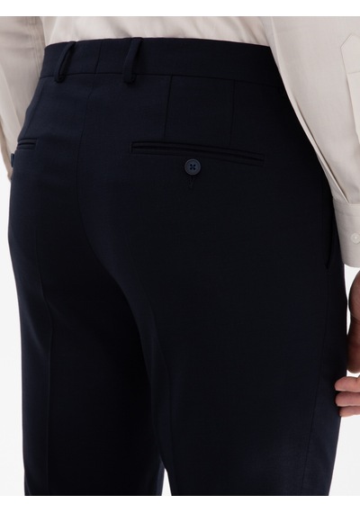 Cacharel Lacivert Slim Fit Yün Karışımlı Klasik Pantolon