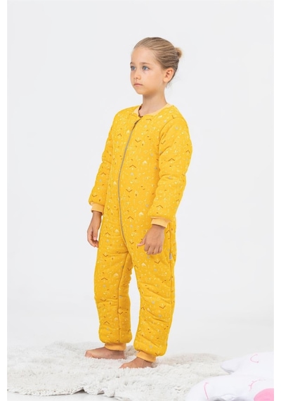 Cantoy Kız Erkek Çocuk Kalın Elyaf Dolgulu Premium Kalite 2.5 Tog Desenli Uyku Tulumu Sarı
