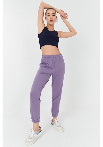 Tommy Life İndigo Basic Sıfır Kol Dar Kalıp U Yaka Kadın Crop Top Atlet - 97160 İndigo