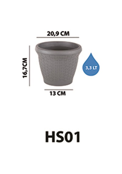 Hs01 Hasır Saksı Tabaklı 20,9cm, 3.3 Litre Beyaz
