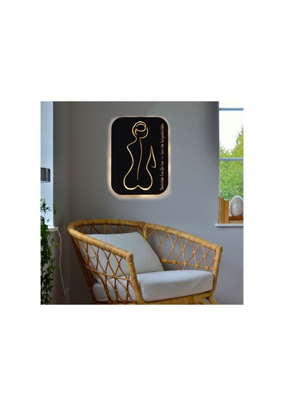 Led Işıklı Kişiselleştirilebilir Kadın Temalı Tablo Emery Dekoratif Gece Lambası Sarı - 737239278 Sarı