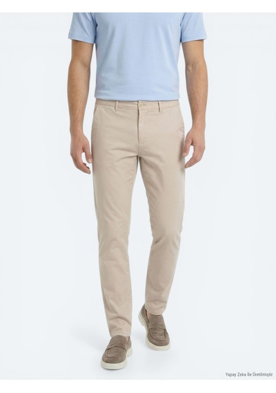 Kip Bej Dokuma Jogging Fit Casual Pamuk Karışımlı Pantolon Bej -