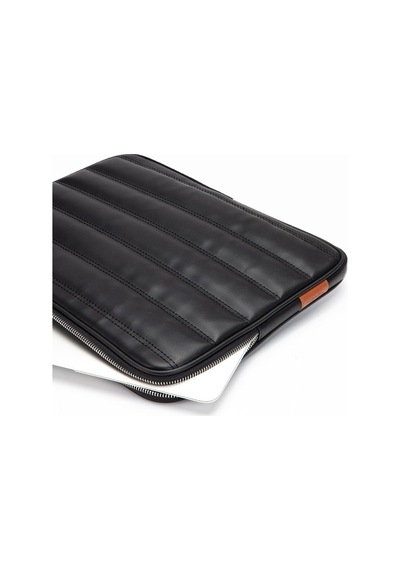 Omuz Askılı Notebook Çanta Tablet Laptop Kılıfı 13"-14" Ve 15"-16" Deri Çizgili Siyah Renkli