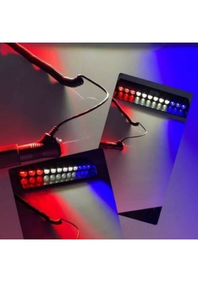 Cam Içi Çakar Led - 12 Ledli Çakar Vantuzlu Kırmızı-Beyaz-Mavi