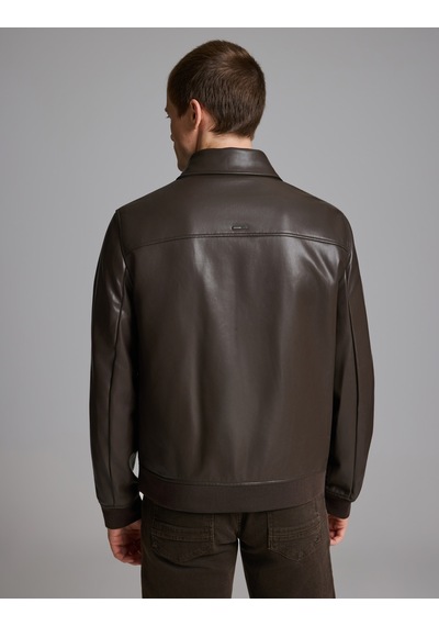 Pierre Cardin Koyu Kahverengi Deri Ceket 50330202-vr084
