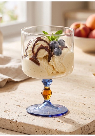 The Mia Bead Dondurmalık Tatlı Sunum Kasesi Mavi 300 Ml