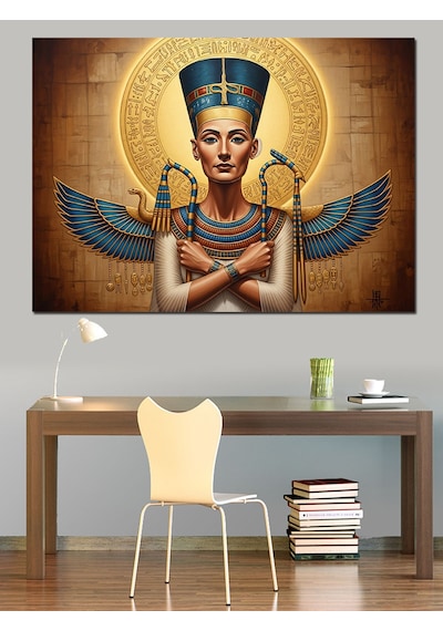 Mısır Kraliçesi Nefertiti Heykeli Dekoratif Kanvas - Mdf Ahşap Tablo