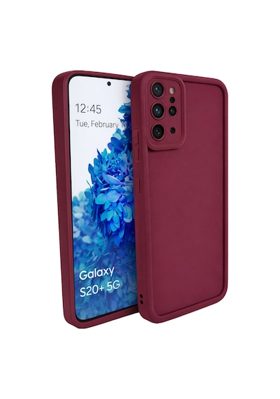 Samsung Galaxy S20 Plus Ve S20 Pro Uyumlu Kamera Çıkıntılı Mat Silikon Telefon Kılıfı Bordo