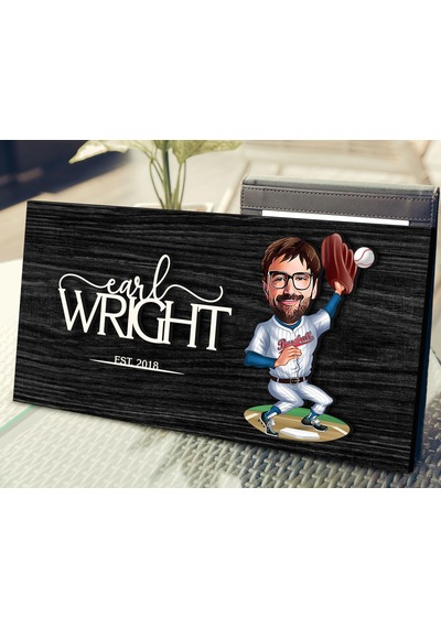 Bk Gift Kişiye Özel Erkek Beyzbol Oyuncusu Karikatürlü Kabartma Figürlü Ahşap Tablo, Duvar Dekoru, Arkadaşa Hediye, Özel Tasarım Ev Hediyesi-1