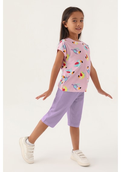 Rolypoly Owl Mor Kız Çocuk Kapri Takım 5274-42947 Pembe