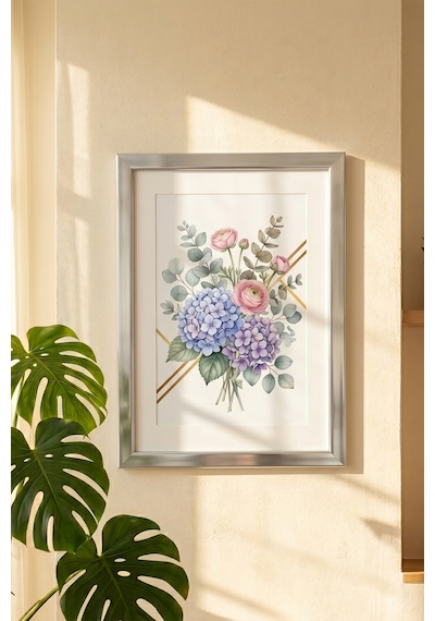 Porsima 4409 Gümüş PVC Modern Dekoratif Cam Fotoğraf Çerçevesi Masa Duvar Fotoğraf Çerçevesi 21x29,7cm