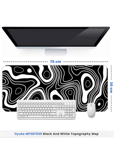 İlyuka Mousepad 70x30cm Büyük Boy Xl Mp387030 Black White T. Map