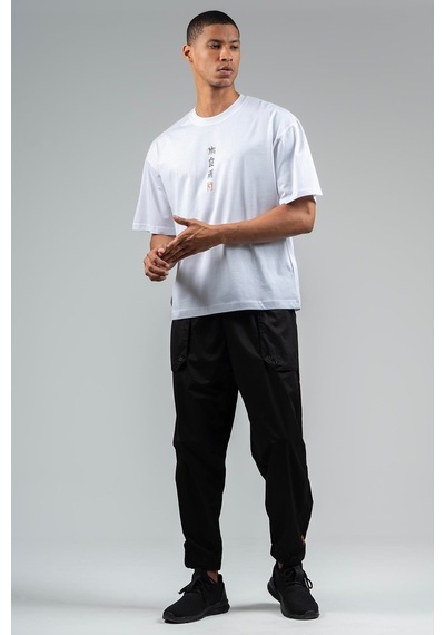 Maraton Sportswear Oversize Erkek Bisiklet Yaka Kısa Kol Basic Beyaz T-shirt 23245-beyaz