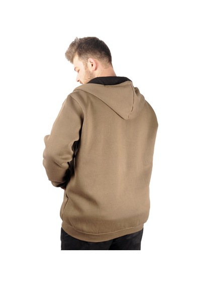 Mode Xl Erkek Sweatshirt Kapşonlu Zippered Basic 20543 Haki 001
