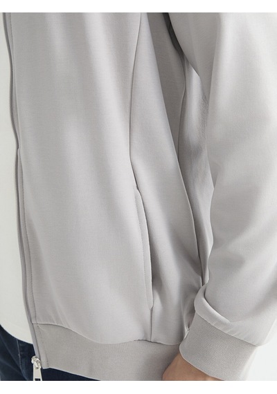 LC Waikiki Lc Waıkıkı Gri Rahat Kalıp Dik Yaka Erkek Fermuarlı Sweatshirt