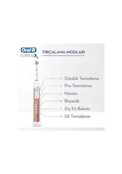 Oral-B Genius X AI Şarj Edilebilir Diş Fırçası Rose Gold + 4 Başlık + Seyehat Çantası