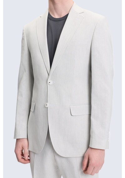 Hatemoğlu Gri Slim Fit Mono Yaka Keten Casual Takım Elbise