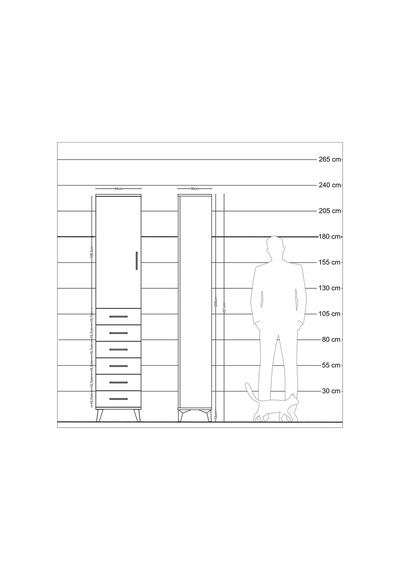 Arges Dolap 2 Raflı 6 Çekmeceli Tek Askılı 44x30x221 Aytaşı-a... Aytaşı