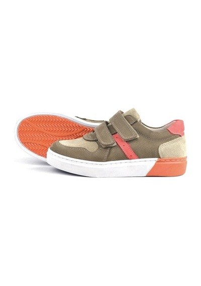 Hakiki Deri Kum Rengi Cırtlı Erkek Çocuk Sneaker