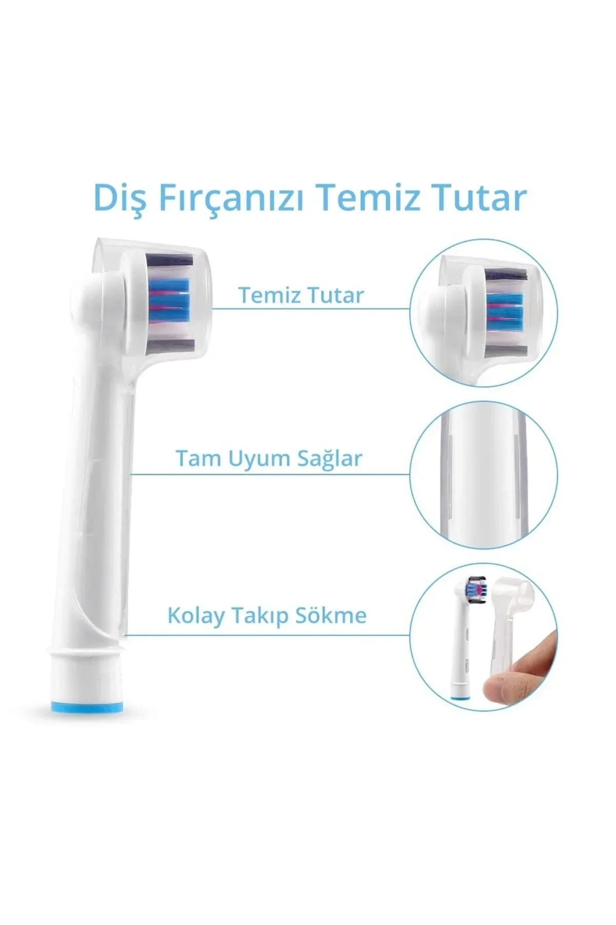 İbrush Oral-b Şarjlı Ve Pilli Diş Fırçaları Için 4 Adet Koruyucu Kapak Şeffaf