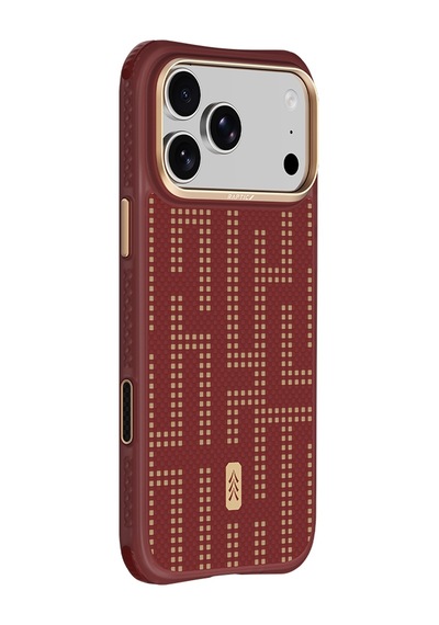 Apple iPhone 18 Pro Uyumlu Kılıf M-safe Şarj Özellikli Raptic Aramid Dual Grid Serisi Karbon Kapak Kırmızı