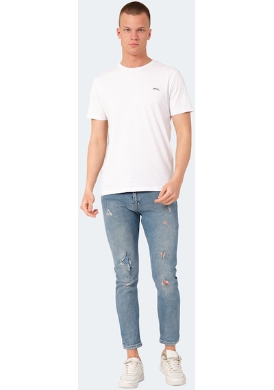Slazenger VEDA Erkek Baskılı Beyaz Tişört