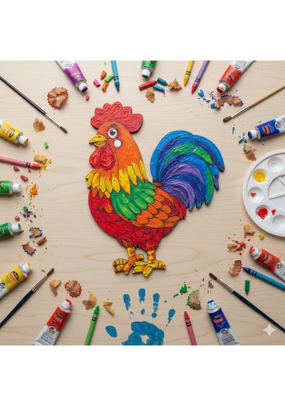 Boyanabilir Ahşap Horoz Figürü 15x12 Cm 10 Adet