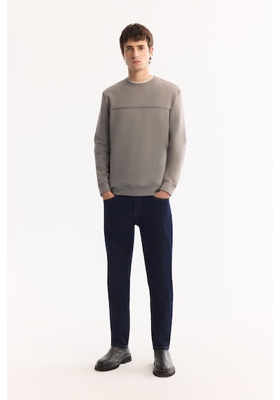Avva Erkek Gri Bisiklet Yaka Pamuklu Bi-stretch Baskılı Regular Fit Sweatshirt A52y1325