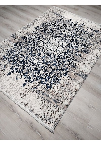 Yamalıhome Bambu Halı 1023Kremlacivert 140X200 Cm Pratik Halı Yamalıhome Bambu Halı 1023Kremlacivert 140X200 Cm Pratik Halı