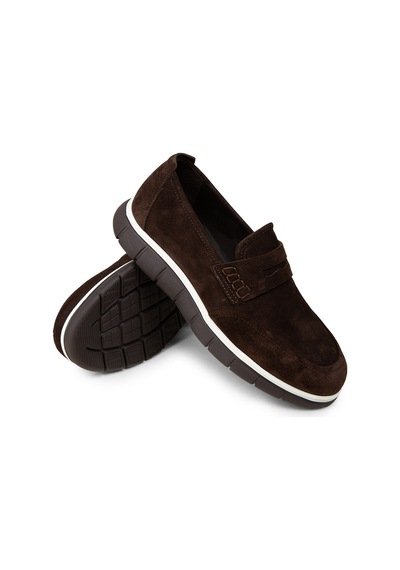 Deery Erkek Hakiki Süet Kahverengi Loafer Ayakkabı - 02045mkhve01