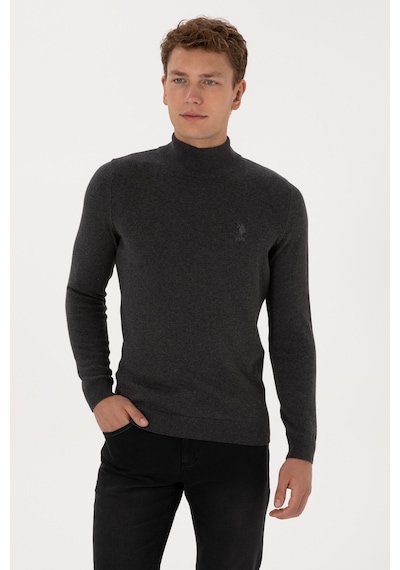 U.S. Polo Assn. Erkek Slim Fit Yarım Boğazlı Antrasit Melanj Basic Kazak 50307783-VR081 U.S. Polo Assn. Erkek Slim Fit Yarım Boğazlı Antrasit Melanj Basic Kazak 50307783-VR081