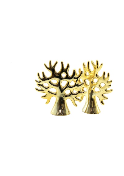 Büro Ev Ofis Dekoru İçin Maksi Golden Seramik Hayat Ağacı Motif Biblo