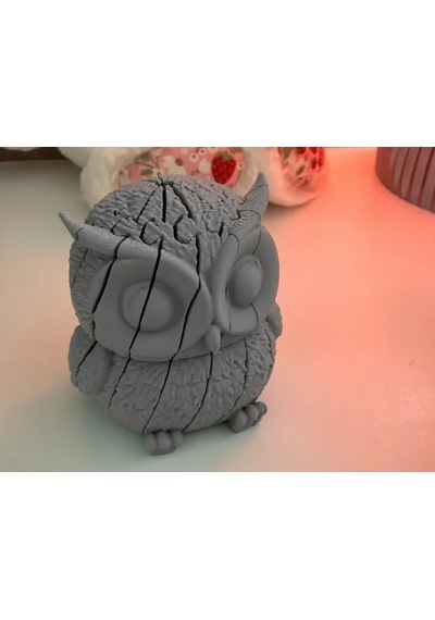 3d Baskı Hareketli Baykuş Figürü - Eklemli Flexi Oyuncak - Gri