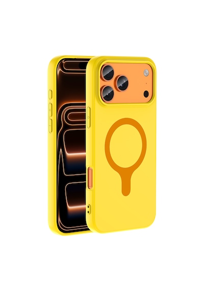 Apple iPhone Uyumlu 17 Pro Max Kılıf M-safe Şarj Özellikli Zore Aris Silikon Kapak Sarı