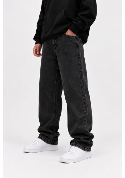 Lyvens Erkek Koyu Füme Bol Paça Baggy Pantolon