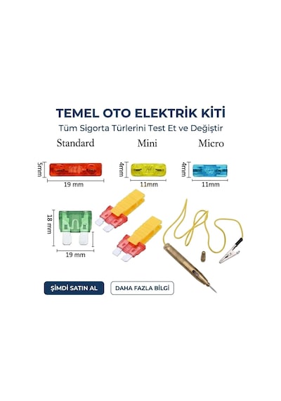 150 Parça Profesyonel Araç Sigorta Seti + Kontrol Kalemi & Sökme