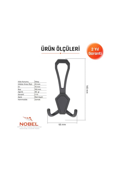 Vi Lla Portmanto Askısı, Metal Vestiyer Askısı, Matsiyah, Duvar Ve Dolap Askılığı 5'li Set Vidalı Matsi Yah