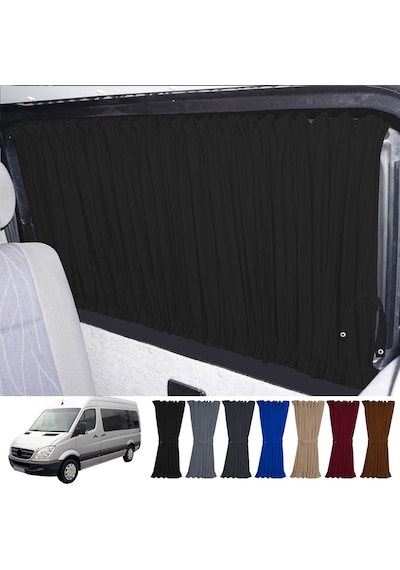 Pandami Mercedes Sprinter W906 Orta 2006-2018 Uyumlu Siyah Raylı Oto Perde Takımı