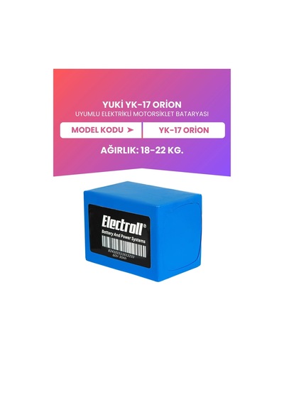 Yuki Yk-17 Orion Uyumlu Batarya Maksimum Kapasite Lifepo4 60v 30ah Elektrikli Motosiklet Bataryası